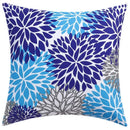 Axyaa Blue Floral Print Cushion Cover 45x45cm - Modern Sofa Car Decorative Pillow Cover