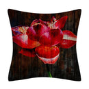 Retro Floral Linen Pillow Cover Abstract Art Decor for Living Room Sofa by Axyaa