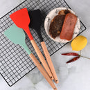 Axyaa Silicone Cooking Spatula Turner with Wooden Handle - Home Kitchen Utensil