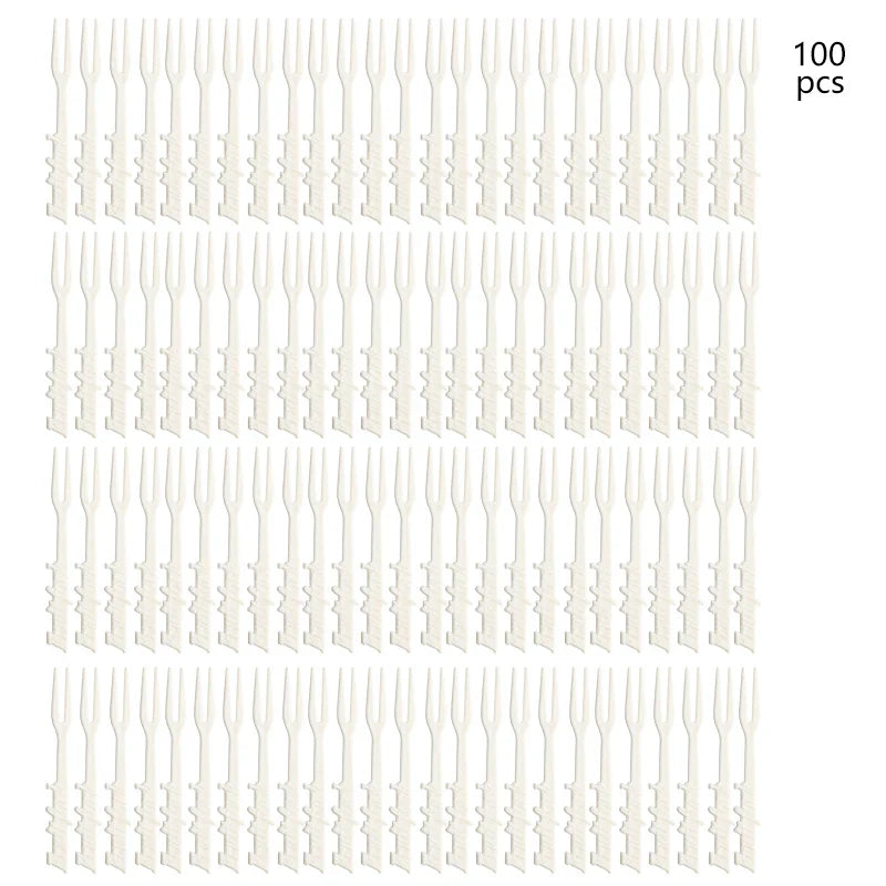 Axyaa 100PCS Plastic Fruit Fork Set for Home, Restaurant, Picnic, Camping - Reusable