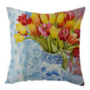 Axyaa Vintage Flowers & Birds Oil Painting Pillow Cover