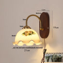 Axyaa Walnut Wood LED Wall Light Sconce Fixture with Pull Chain Switch