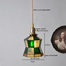Axyaa Vintage LED Pendant Light with Wood, Copper & Glass Lampshade