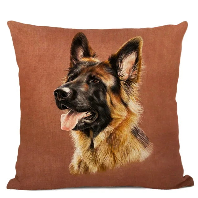 Cute Bulldog Hand-Painted Linen Pillowcase by Axyaa Teddy Collection