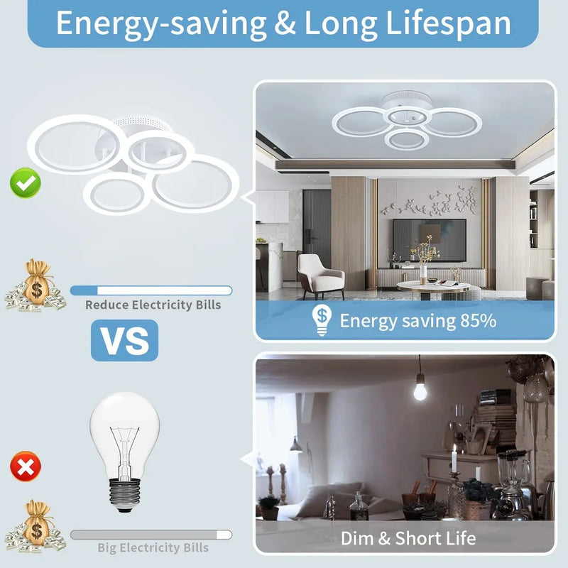 Axyaa Smart LED Ceiling Chandelier with Remote & APP Control for Living Room & Bedroom