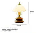 Axyaa Glass Flower Table Lamp: Romantic Wood Desk Lighting for Bedroom, Children's Room