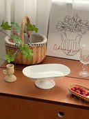 Axyaa Ceramic Oval Fruit Dish Tea Cake Tray for Afternoon Tea and Sitting Room Table