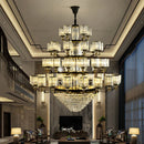 Axyaa Luxury Crystal Chandelier: Modern Duplex Main Lighting for High-Grade Living Room