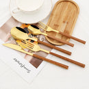 Axyaa Rosewood Handle Cutlery Set Stainless Steel Flatware