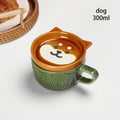 Axyaa Cartoon Cat Coffee Mug with Lid and Small Dish