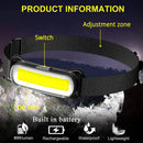 Axya Rechargeable COB LED Headlamp: Adjustable Waterproof Headlight for Camping Hiking