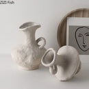 Axyaa Embryo Ceramic Vase Retro Desktop Decor Flower Arrangement Ornament Pot