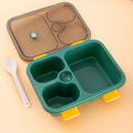 Axyaa 3-Grid Bento Box with Spoon | Microwaveable Lunch Container & Tableware