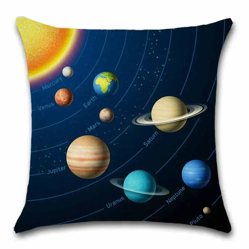 Axyaa Solar System Planets Linen Cushion Cover 45x45cm Bedroom Living Room Sofa Decor