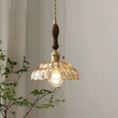 Axyaa Glass Pendant Light Brass Wire Adjustable Hanging Lamp