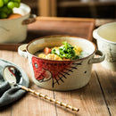 Axyaa Hand-Painted Ramen Bowl - Large Double Ear Soup Dumpling Noodle Bowl