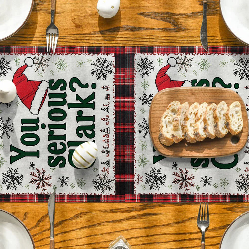 Axyaa Christmas Santa Hat Table Runner - Festive Kitchen Decor for Holiday Parties