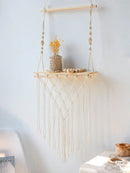 Axyaa Macrame Floating Wall Shelf for Modern Home Decor