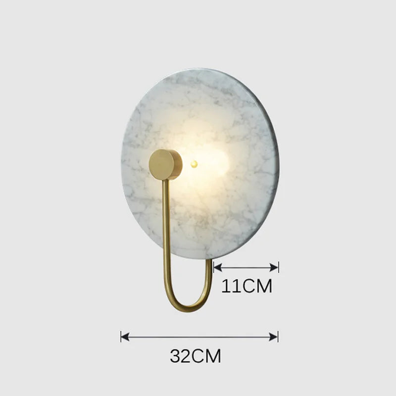 Axyaa Scandinavian Minimalist Black White Wall Lamp - Retro Green Marble Bedside LED