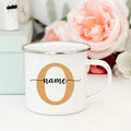 Axyaa Enamel Coffee Mugs with Custom Initial Name - Personalized Outdoor Cups