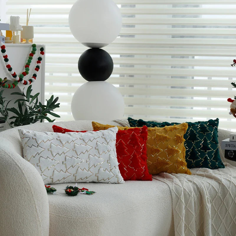 Axyaa Christmas Tree Cushion Cover Plush 45x45cm Home Decoration