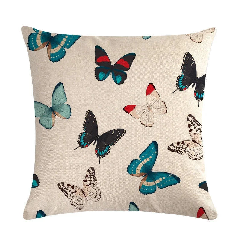 Butterfly Cotton Linen Throw Pillow Cover for Home & Car Decor - Axyaa