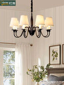 Axyaa Retro Iron Lampholder with Fabric Lampshade LED Chandelier for Bedroom, Dining, Living Room