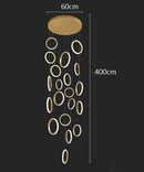 Axyaa LED Ring Pendant Chandelier | Adjustable Hanging Cables | Gold/Black | Home Dining Living Room
