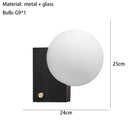 Axyaa Small Black Chrome Wall Sconce with White Glass Shade