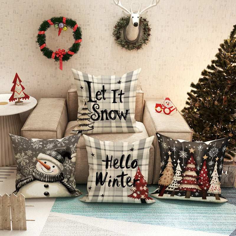 Axyaa Christmas Tree Snowman Pillowcase for Home Sofa Decoration