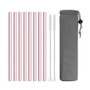 Axyaa Pink Glass Straw - Reusable Borosilicate Drinking Straw Kit with Cleaning Brush