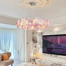 Axyaa Pink Crystal Chandelier: French Luxury Round Colorful Lighting for Villa & Living Room