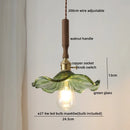 Axyaa Green Glass LED Pendent Lamps Walnut Copper Chandelier
