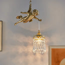 Axyaa Brass Angel Pendant Chandelier with Crystal Flower Wall Sconce Light