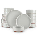 Axyaa Sesame Glaze Stoneware Dinnerware Set - 12/24 Pcs Plates Set