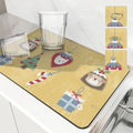 Axyaa Diatom Mud Kitchen Drain Pads, Festive Cartoon Design, Absorbent Tableware Mat