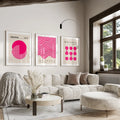 Axyaa Bauhaus Canvas Poster: Vintage Pink & Beige Mid Century Minimalist Wall Art