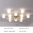 Axyaa Nordic Copper Glass Ball Chandelier for Modern Luxury Living Room