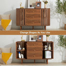Axyaa Fluted Wooden Sideboard Buffet with Drawers and Shelves