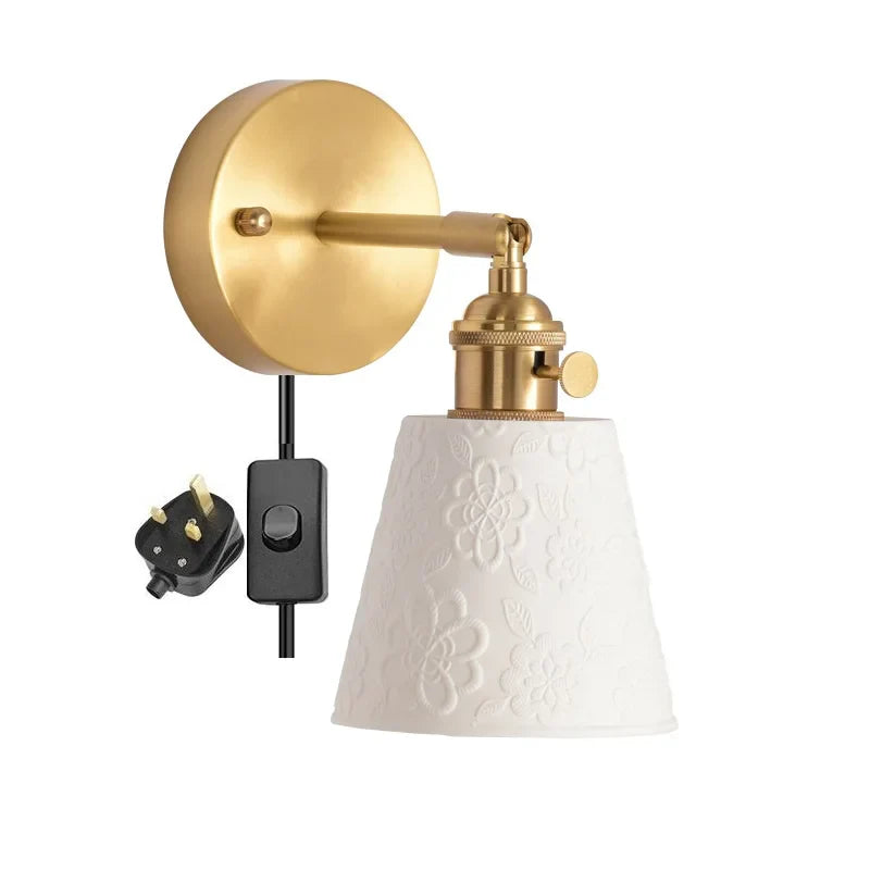 Axyaa White Ceramic LED Wall Sconce for Home Bedroom Living Room Bathroom Mirror