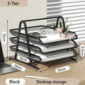 Axyaa Mesh Desk Organizer Tray Set - Black