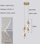 Axyaa Spiral Gold LED Pendant Chandelier Acrylic Droplight Luxury Bar Lamp