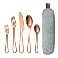 Axyaa Stainless Steel Portable Travel Dinnerware Set with Straw Pouch and Cutlery