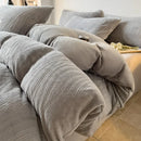 Axyaa Winter Fleece 4-Piece Bedding Set in Solid Color Milk Fleece - Thick & Warm