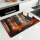 Autumn Scenery Kitchen Absorbent Draining Mat by Axyaa - Quick Dry Dish Drying Mat