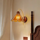 Axyaa Amber Glass LED Wall Sconce Antique Brass Industrial Vintage Bedside Lamp