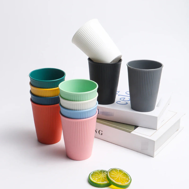 Axyaa Vertical Pattern Cup Set - 11pcs, Multi-color, Reusable Plastic Drinking Cups