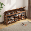 Axyaa Wooden Shoe Rack Bench: 3-Tier, Mid-Century Modern Design, 550lbs Capacity