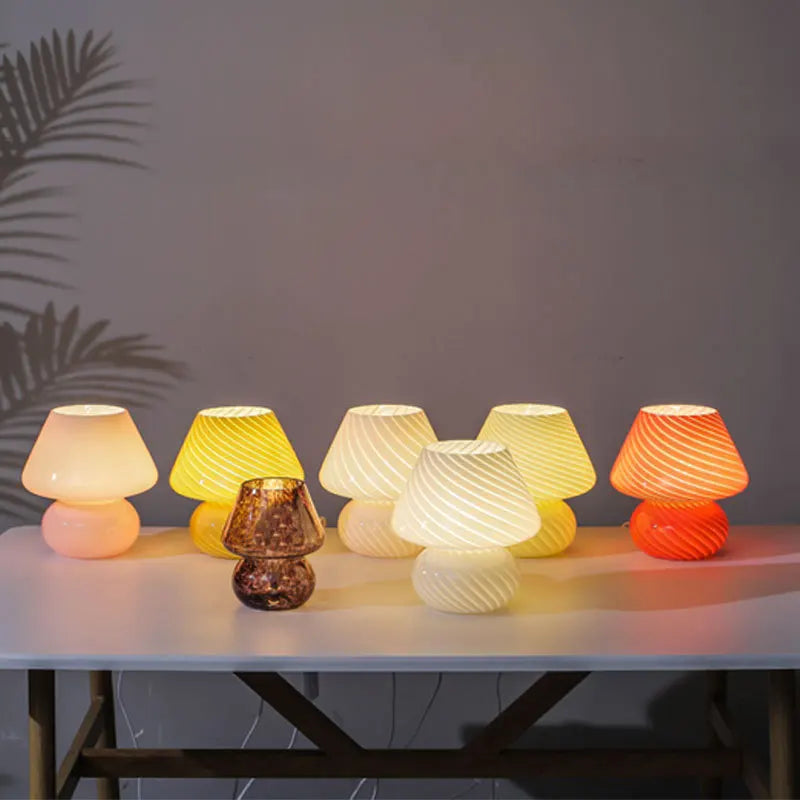 Axya Glass Mushroom Table Lamp for Bedroom and Living Room, Modern Nordic Design