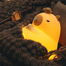 Axyaa Cartoon Capybara Silicone Night Light: USB Rechargeable, Dimmable, Timer for Kids' Room.